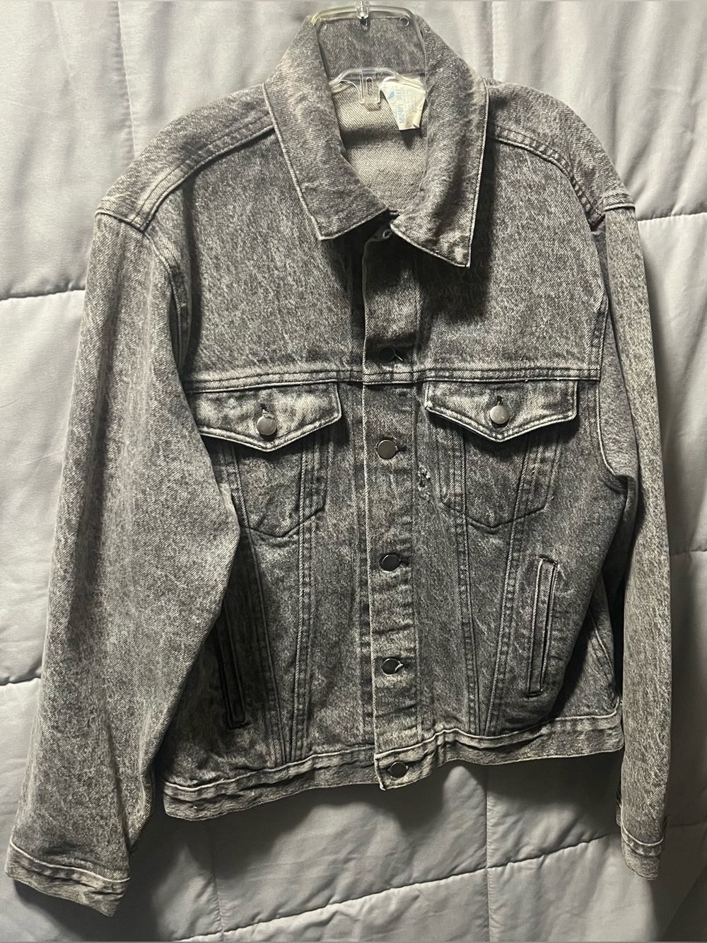 Vintage Bristol Blues Denim Trucker Jacket Size Medium USA Made Black Acid Wash